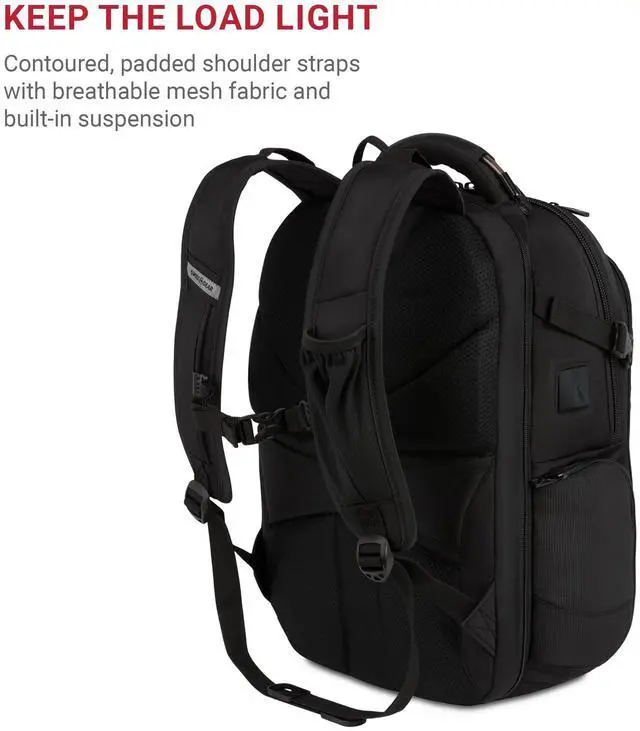 Alt view image 5 of 5 - SwissGear Travel Tech Elite Laptop Backpack  Fits Laptops up to 16  ScanSmart TSA-Friendly Backpack with USB Port, Shoe Compartment & Organizer Pockets  Black