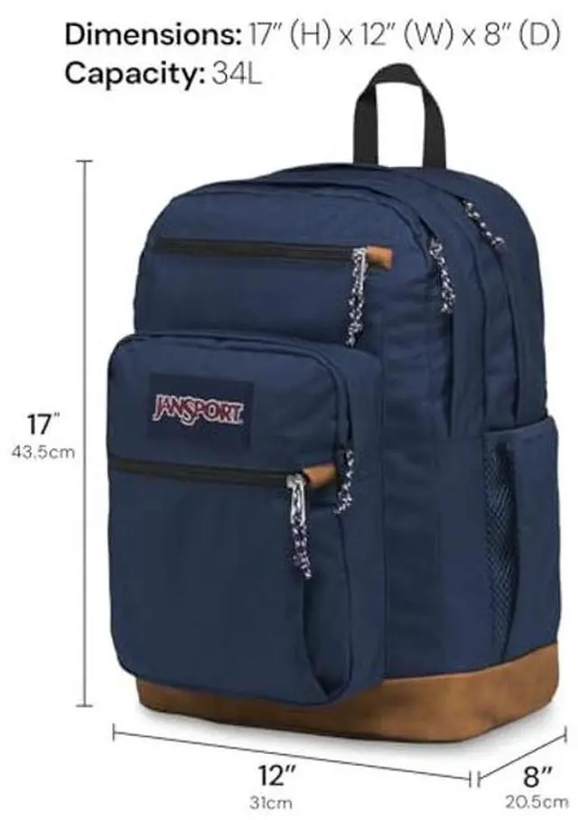 Alt view image 2 of 5 - JanSport Cool Backpack, with 15-inch Laptop Sleeve - Large Computer Bag Rucksack with 2 Compartments, Ergonomic Straps, Navy