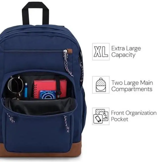 Alt view image 4 of 5 - JanSport Cool Backpack, with 15-inch Laptop Sleeve - Large Computer Bag Rucksack with 2 Compartments, Ergonomic Straps, Navy