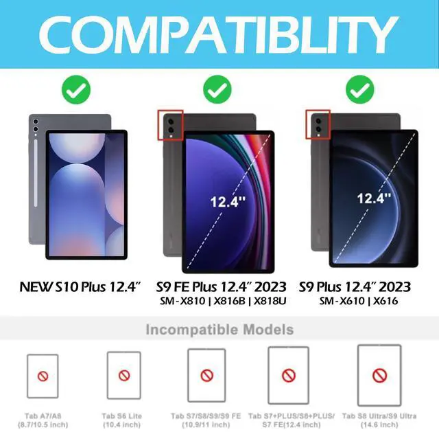 Alt view image 2 of 5 - Keyboard Case for Samsung Galaxy Tab S9+ Plus 12.4 inch - Galaxy Tab Case S10+ with Keyboard and 7 Colors Backlit, Magnetic Detachable, Bluetooth Connection, Auto Sleep/Wake Up Smart Case (Black)