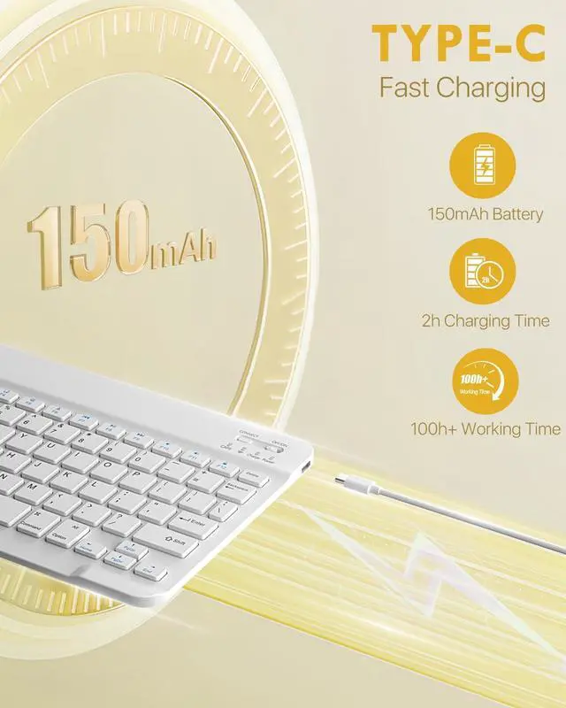 Alt view image 5 of 5 - MoKo for iPad (A16) 11th Generation Case with Keyboard 11 inch 2025, iPad 10th Generation 10.9 inch Keyboard Case with Pencil Holder, Multi-Angle Detachable Bluetooth Keyboard, White