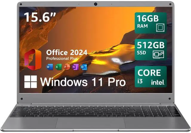 Main image of BiTECOOL 15.6" Windows 11 Laptop, Intel Core i3-5005U, 16GB RAM, 512GB SSD, FHD IPS Display, 2.4G/5G WiFi, BT5.0, RJ45, Webcam, Long Battery Life - for Work, Study, and Entertainment