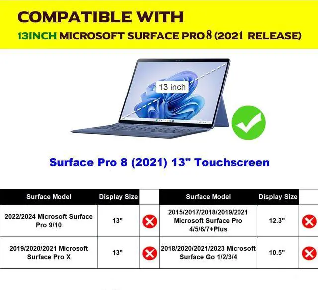 Alt view image 2 of 5 - NANRUIL for Microsoft Surface Pro 8 13 inch Case 2021 Genuine Leather Cover Protective Shell Compatible with Type Cover Keyboard and Pencil Holder.Blue