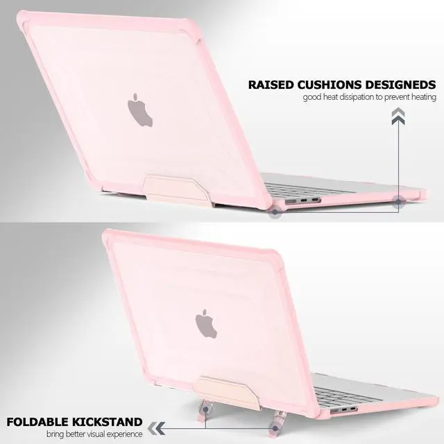 Alt view image 3 of 5 - MEEgoodo for MacBook Air 13.6 inch Case 2025 2024 2022 (A3240/A3113/A2681) with M4/M3 M2, Laptop Hard Shell for MacBook Air 13", Cover with Heavy Duty Rugged Shockproof Kickstand, Baby Pink