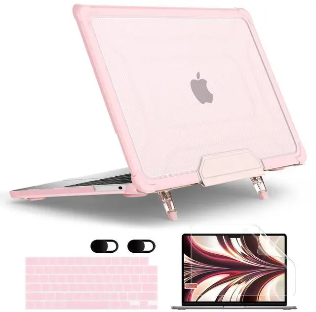 Main image of MEEgoodo for MacBook Air 13.6 inch Case 2025 2024 2022 (A3240/A3113/A2681) with M4/M3 M2, Laptop Hard Shell for MacBook Air 13", Cover with Heavy Duty Rugged Shockproof Kickstand, Baby Pink