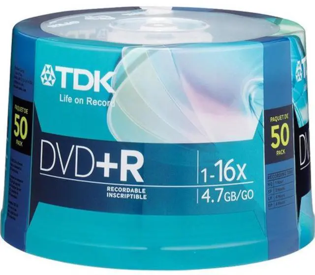 Main image of TDK 16X DVD+R 50 Pack Spindle, model # DVD+R47FCCB50*M