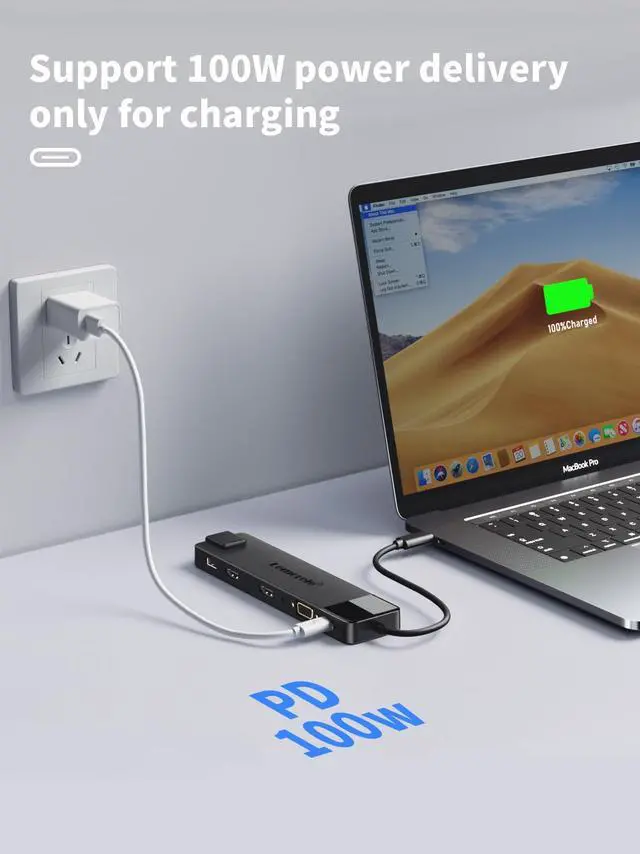 Alt view image 4 of 5 - Lemorele 13 in 1 USB C Docking Station for Triple Monitors, Dual 4K HDMI, 1000M RJ45, VGA, 4 USB 3.0/2.0, SD/TF, 3.5MM Audio, USB C 3.0, 100W PD, Compatible with Type C Laptops