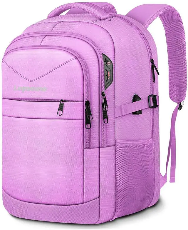 Main image of Lapsouno Large Laptop Backpack, Travel Laptop Backpack, 17.3 Inch Carry on Backpack with USB Port, TSA Travel Bag for Women, College School Backpack for Women, Light Purple