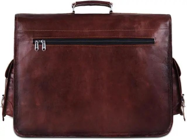 Alt view image 5 of 5 - HULSH Brown Leather Messenger Bag For Men 18 Inch Big Women Shoulder Cross Body Brown Laptop Computer Briefcase Bag - Best Vintage Look