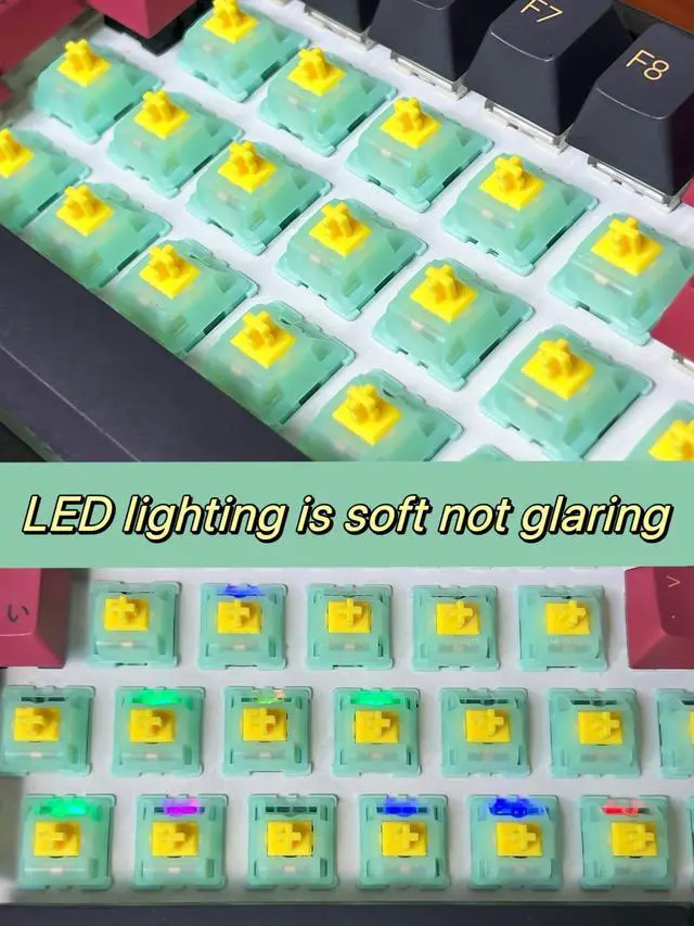 Alt view image 5 of 5 - Gateron Jade Yellow Pro V3 Linear Keyboard Switch,5-Pin 55gf Pre-lubed Gaming Keyboard Switch Compatible with MX Mechanical Keyboard(72PCS,Jade Yellow Pro)
