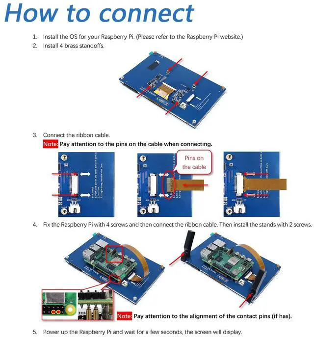 Alt view image 4 of 5 - FREENOVE 7 Inch Touchscreen Monitor for Raspberry Pi 5 4 B 3 B+ A+, 800x480 Pixel TN Display, 5-Point Touch Capacitive Screen, Driver-Free MIPI DSI Port