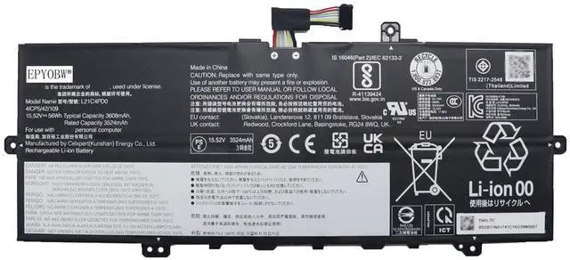 Main image of EPYOBW L21C4PD0 Laptop Battery 56Wh 4-Cell Compatible with Lenovo ThinkBook 13s G4 ARB IAP/ThinkBook 13x G2 IAP/ThinkBook Plus G4 IRU Series SB11N51747 5B11N51750 L21B4PD0 L21M4PD0
