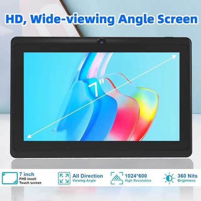 Alt view image 4 of 5 - Tablet 7 inch Android 14 Tablets, 8GB RAM 32GB ROM 1TB Expand, Quad-Core Processor Tablet PC, WiFi, Bluetooth, 3000mAh Battery, 1024 x 600 HD IPS Touch Screen, 2MP+5MP Dual Camera, GMS Certified