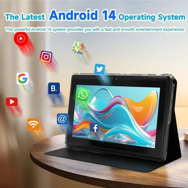 Alt view image 5 of 5 - Tablet 7 inch Android 14 Tablets, 8GB RAM 32GB ROM 1TB Expand, Quad-Core Processor Tablet PC, WiFi, Bluetooth, 3000mAh Battery, 1024 x 600 HD IPS Touch Screen, 2MP+5MP Dual Camera, GMS Certified