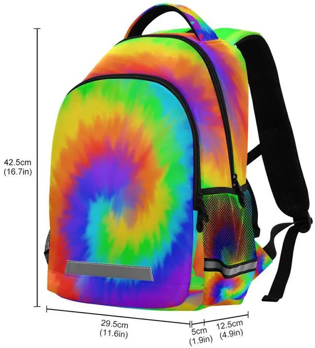 Alt view image 3 of 5 - ALAZA Rainbow Tie Dye Spiral Backpacks Travel Laptop Daypack School Book Bag for Men Women Teens Kids