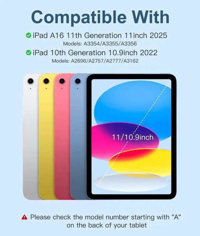 Alt view image 2 of 5 - Hamile for iPad 11th 10th Generation Case with Keyboard - 7 Colors Backlit Wireless Detachable Folio Keyboard Cover with Pencil Holder for iPad 11-inch A16 2025 10th Gen 10.9 Inch 2022 (Sky Blue)