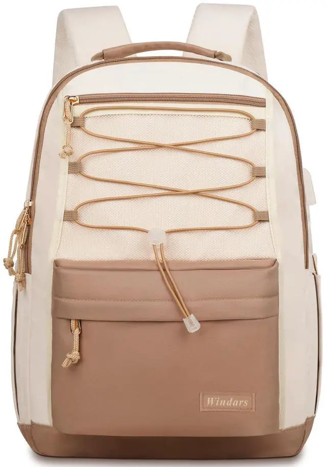 Main image of WINDARS School Backpack for Teens Girls, Aesthetic College Backpack Large Bookbag for Women Students Fashion 15.6 Inch Laptop Bag for Work Travel (Khaki Beige)