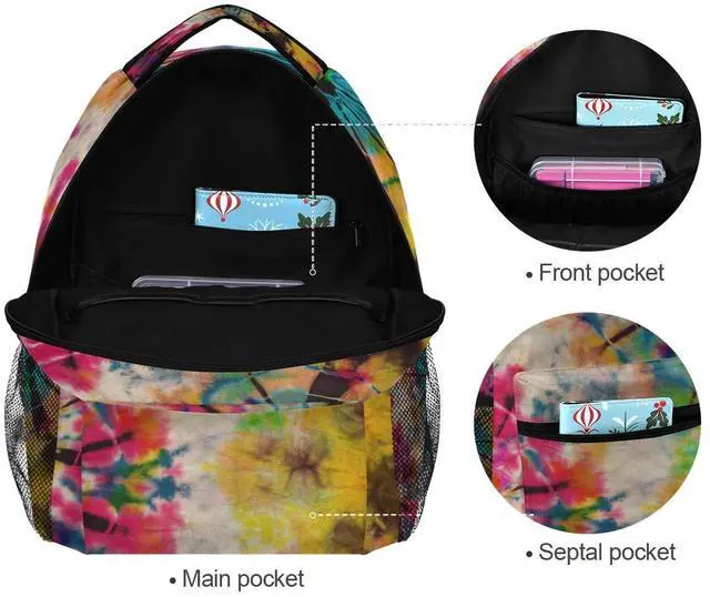 Alt view image 5 of 5 - ZZKKO Tribal Ethnic Tie Dye Boys Girls School Computer Backpacks Book Bag Travel Hiking Camping Daypack