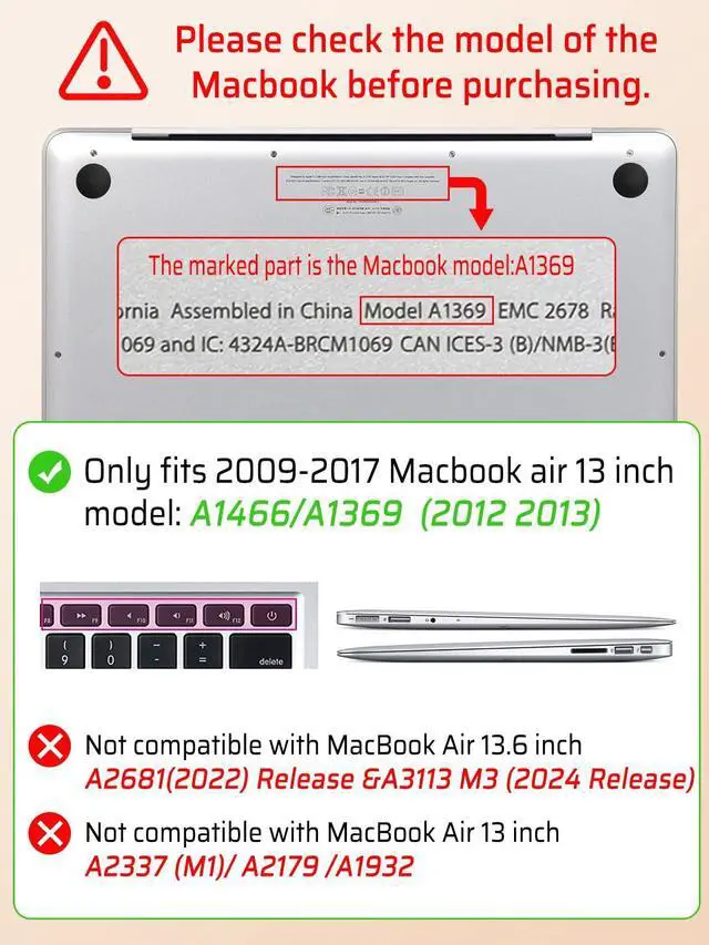 Alt view image 3 of 5 - Seorsok Compatible with Old Version MacBook Air 13.3 inch Case Models A1369 & A1466(2010-2015 2017) Release,Elegant Leather Plastic Hard Shell Case Transparent Keyboard Cover,Beige Tartan PVC