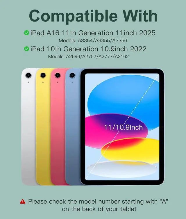 Alt view image 2 of 5 - Hamile Keyboard Case for iPad 11th 10th Generation - 7 Colors Backlit Wireless Detachable Folio Keyboard Cover with Pencil Holder for iPad 11-inch A16 2025 10th Gen 10.9 Inch 2022 (Midnight Green)