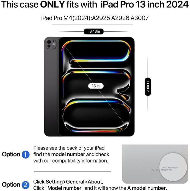 Alt view image 2 of 5 - SANDUODD for iPad Pro 13 inch Case 2024, Detachable Magnetic Rotating Protective PU Leather Case with Pencil Holder (Black)