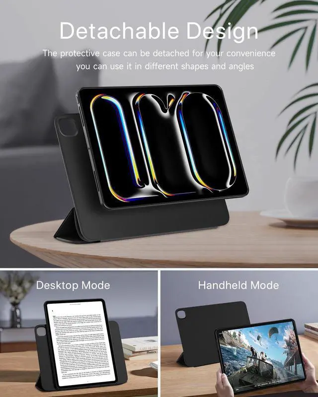 Alt view image 4 of 5 - SANDUODD for iPad Pro 13 inch Case 2024, Detachable Magnetic Rotating Protective PU Leather Case with Pencil Holder (Black)