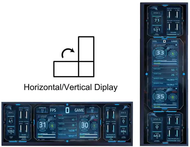 Alt view image 3 of 5 - VSDISPLAY 12.7 Inch 2880x864 2K Stretched Bar LCD Screen with USB Type-C/DP Video Input Secondary Display for PC/Computer/Laptop CPU GPU RAM Data Monitoring