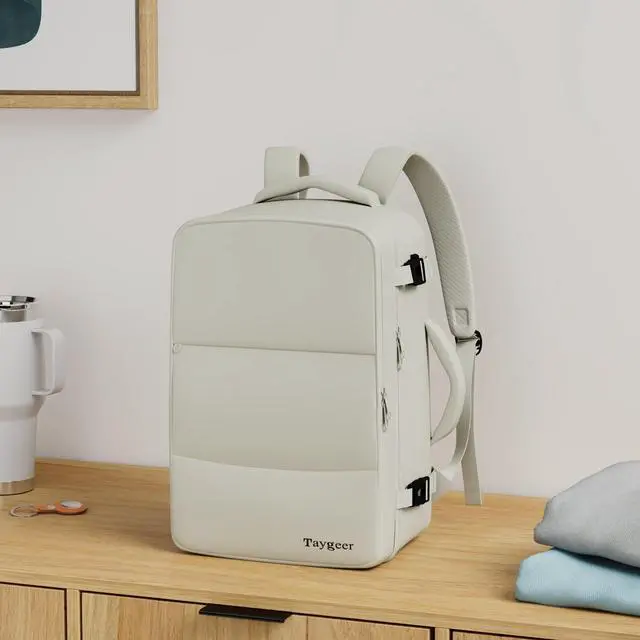 Alt view image 2 of 5 - Taygeer Large Travel Backpack, 17 inch Laptop Backpack for Women, Airline Approved Personal Item Mochila, 40l Lightweight Luggage Carryon Work Bag for friend and Ladies Business Travel Hiking, Beige