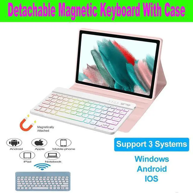 Alt view image 4 of 5 - Keyboard Case for Samsung Galaxy Tab A9 Plus 11 inch (SM-X210/X216/X218) 2023,7 Color Backlite 5G A9+ Keyboard Magnetic Case with S Pen Holder(Pink)
