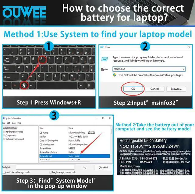 Alt view image 4 of 5 - OUWEE SB10K97578 01AV421 Laptop Battery Compatible with Lenovo ThinkPad A475 A485 T470 T480 TP25 Series Notebook 01AV489 01AV420 SB10K97577 01AV419 SB10K97576 11.46V 24Wh 2095mAh