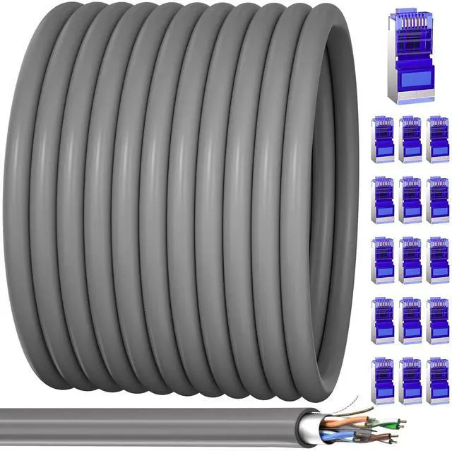 Main image of Cat 6 Outdoor Ethernet Cable 250ft (16 RJ45 Connectors), 23AWG Shielded Ethernet Cable Cat 6 Bulk, FTP, Waterproof, Direct Burial, In-Ground, UV Resistant, Network, LAN, Internet, Cat6 Cable -250 Feet
