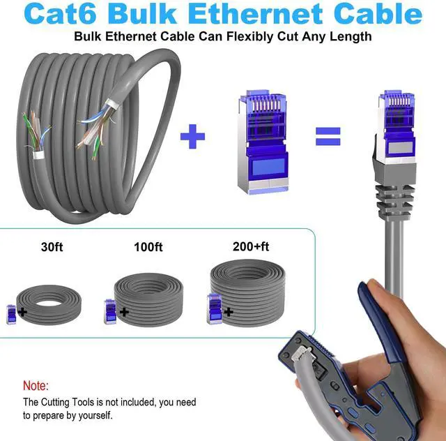 Alt view image 3 of 5 - Cat 6 Outdoor Ethernet Cable 250ft (16 RJ45 Connectors), 23AWG Shielded Ethernet Cable Cat 6 Bulk, FTP, Waterproof, Direct Burial, In-Ground, UV Resistant, Network, LAN, Internet, Cat6 Cable -250 Feet