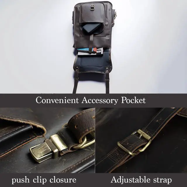 Alt view image 4 of 5 - Satchel And Fable Vintage Full Grain 21 Inch Leather Laptop Large Backpack Casual Bookbag Daypack Camping Travel Rucksack Knapsack