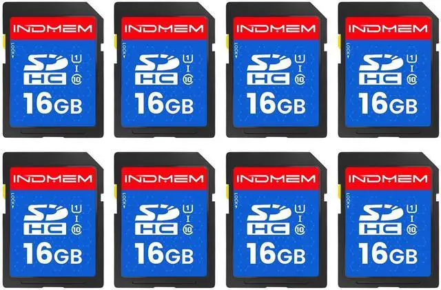 Main image of INDMEM SD Card 16GB, 8 Packs Class 10 16GB Flash Memory Card MLC Standard Secure Digital Cards Camera Card
