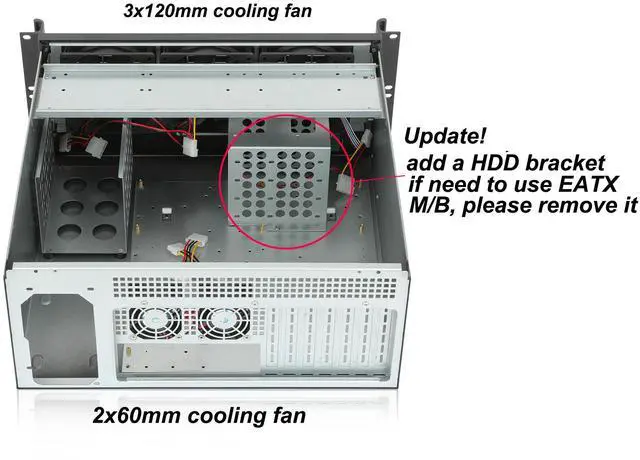 Alt view image 5 of 5 - Rackchoice 4U Rackmount Server Chassis 4x3.5 + 3x3.5 or 2x3.5+2x2.5 Drive Bays EATX/ATX/MATX/Mini-itx Support