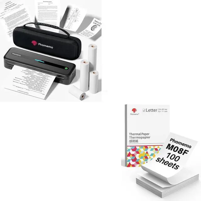 Main image of Phomemo [Upgrade M832 Inkless Printer & 100 Sheets Folding 8.5" x 11" Thermal Paper & Case, Bluetooth Portable Printers Wireless for Travel