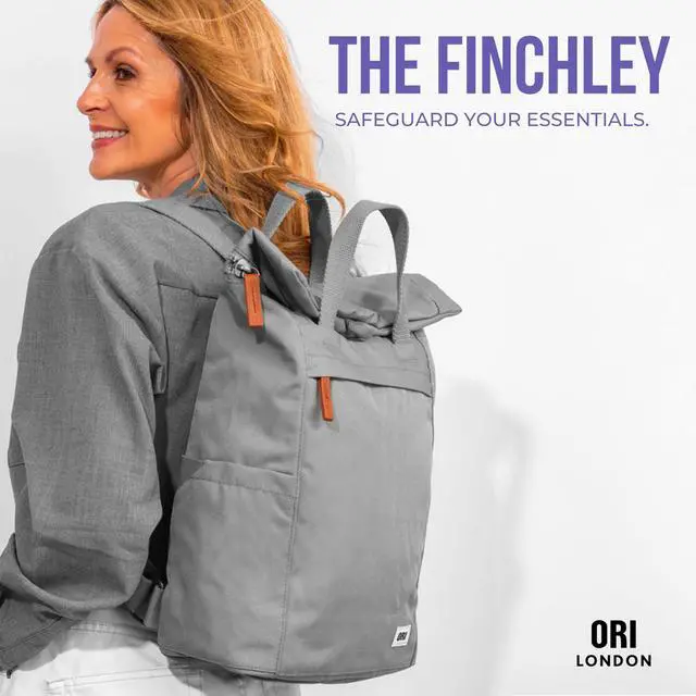 Alt view image 3 of 5 - ORI LONDON Rolltop Backpack - Large Travel Backpack with Lots of Pockets for Men & Women - The Finchley, Moss