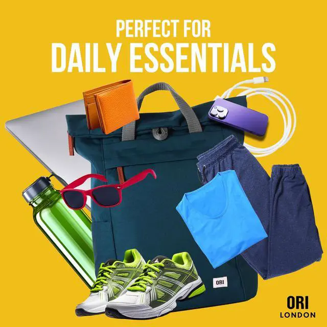 Alt view image 5 of 5 - ORI LONDON Rolltop Backpack - Large Travel Backpack with Lots of Pockets for Men & Women - The Finchley, Moss