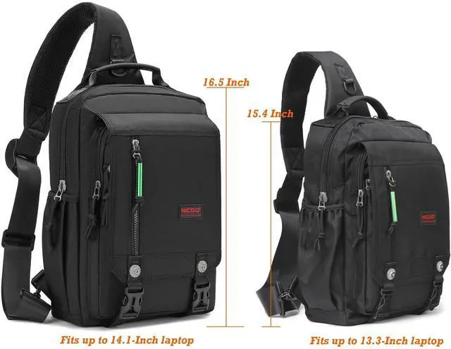 Alt view image 2 of 5 - NICGID Sling Bags Chest Shoulder Backpacks, 14.1'' Laptop Backpack Crossbody Messenger Bag Travel Outdoor Men Women