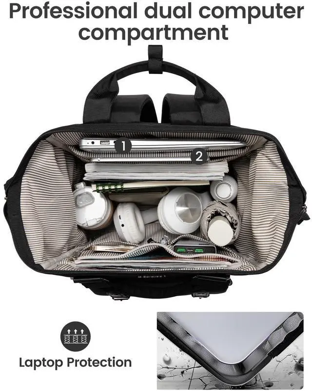 Alt view image 4 of 5 - LOVEVOOK Laptop Backpack for Women, 15.6 Inch Work Business Backpacks Purse, Large Capacity Teacher Nurse Bag Work Travel Computer Backpacks, College Bookbag for School, Water Resistant Daypack, Black