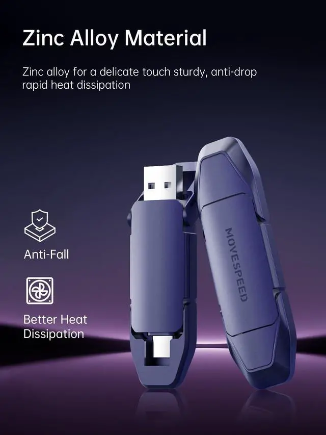 Alt view image 5 of 5 - MOVE SPEED 2TB Solid State Flash Drive, 1000MB/s Read Write Speed, USB 3.2 Gen2 & Type C Dual Interface SSD with Keychain Leather Case Thumb Drive for iPhone 15 16 Series/MacBook/Android Phone etc
