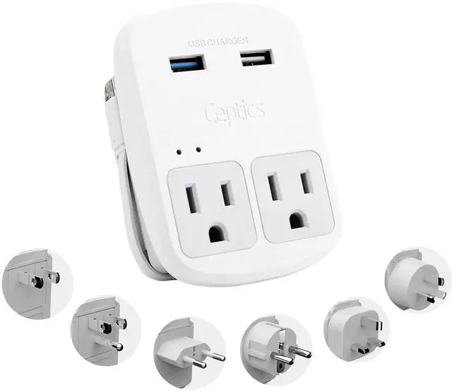 Main image of Ceptics Safest Travel Adapter Kit, Dual USB for iPhone, Chargers, Cell Phones, Laptop Perfect for Travelers - 3.6A with Qc. 3.0 Charge Faster