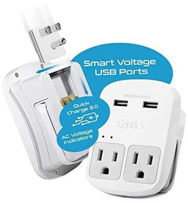 Alt view image 3 of 5 - Ceptics Safest Travel Adapter Kit, Dual USB for iPhone, Chargers, Cell Phones, Laptop Perfect for Travelers - 3.6A with Qc. 3.0 Charge Faster