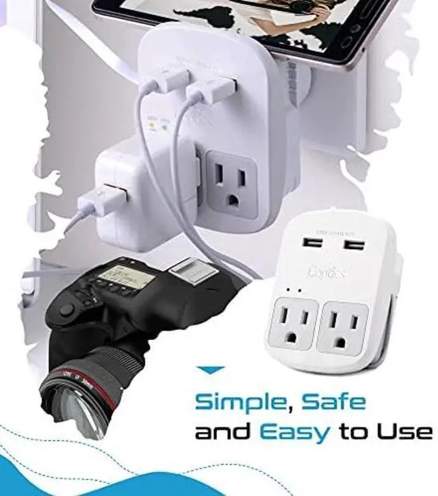 Alt view image 5 of 5 - Ceptics Safest Travel Adapter Kit, Dual USB for iPhone, Chargers, Cell Phones, Laptop Perfect for Travelers - 3.6A with Qc. 3.0 Charge Faster