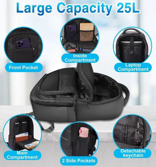 Alt view image 5 of 5 - PANGTIKU Travel Laptop Cooling Backpack for Men - Sweat Proof Hiking Backpacks with Fan Airflow Ventilation Waterproof