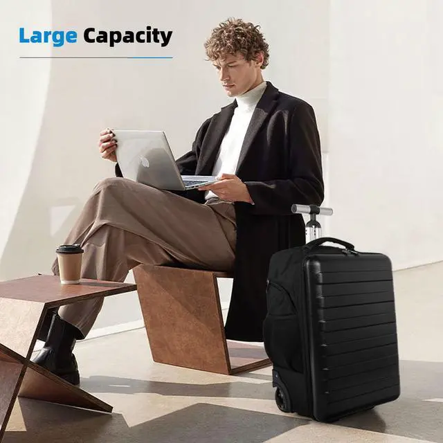 Alt view image 2 of 5 - Temilla Multi-Useful Carry-On Luggage Fit 17.3 Inch Laptop airline approved with WheelsTravel suitcase backpack with wheels that can be pulled and carried for Overnight bag and Business19Inch