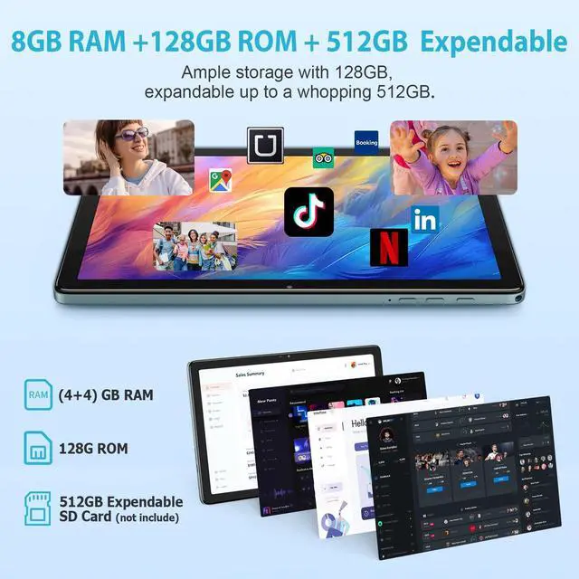 Alt view image 3 of 5 - WDYQJE 10.1 Inch Android Tablet, Android 14 Tablets with 128GB+8(4+4 Expand) GB, 2.4+5G WiFi Tablet PC with FHD IPS Touch Screen, Dual 13MP+5MP Camera, Dual Stereo Speakers, Bluetooth5.0, GPS