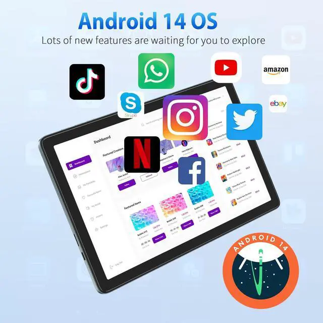 Alt view image 4 of 5 - WDYQJE 10.1 Inch Android Tablet, Android 14 Tablets with 128GB+8(4+4 Expand) GB, 2.4+5G WiFi Tablet PC with FHD IPS Touch Screen, Dual 13MP+5MP Camera, Dual Stereo Speakers, Bluetooth5.0, GPS