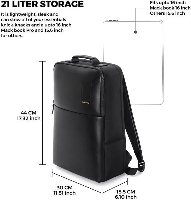 Alt view image 3 of 5 - MOKOBARA Unisex-Adult The Backpack Pro Black Vegan Leather Water Resistant Laptop 15.6Laptop Compartment Work Backpack 21L 2022 - Model One Size Medium Deep Black