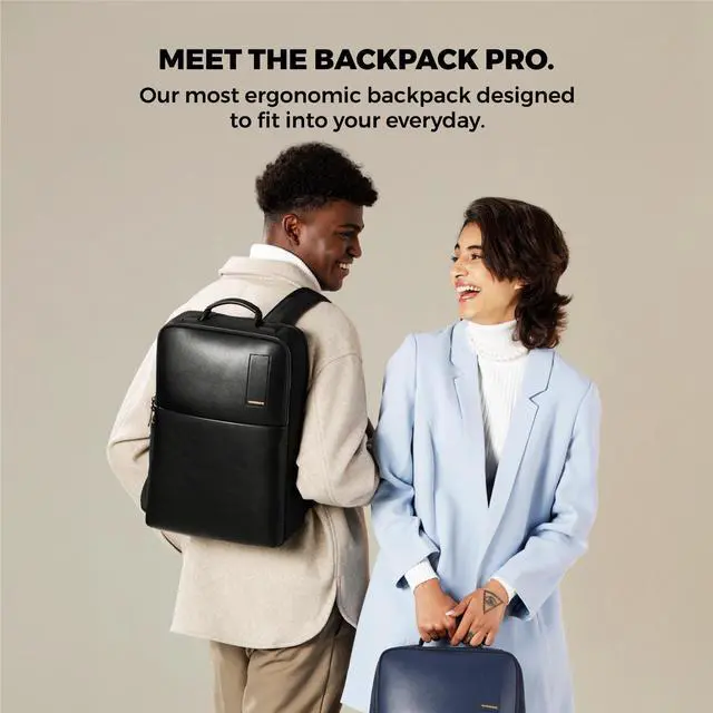 Alt view image 2 of 5 - MOKOBARA Unisex-Adult The Backpack Pro Black Vegan Leather Water Resistant Laptop 15.6Laptop Compartment Work Backpack 21L 2022 - Model One Size Medium Deep Black